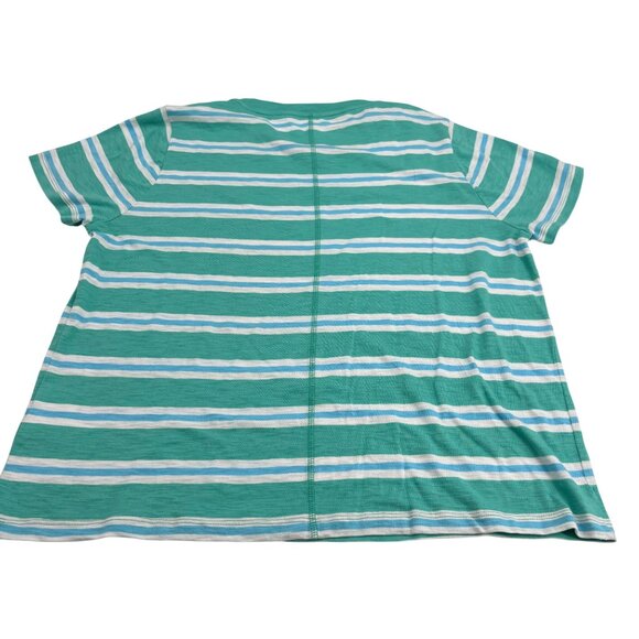 J. Crew Girlfriend Tee XXL Green/White Striped Cotton T-Shirt For Women - Picture 3 of 5